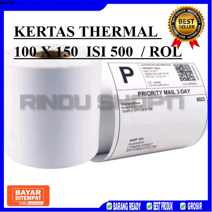 [RS]Kertas Thermal Label Barcode 100 x 150 mm isi 500 Pcs Harga Termurah Terlaris