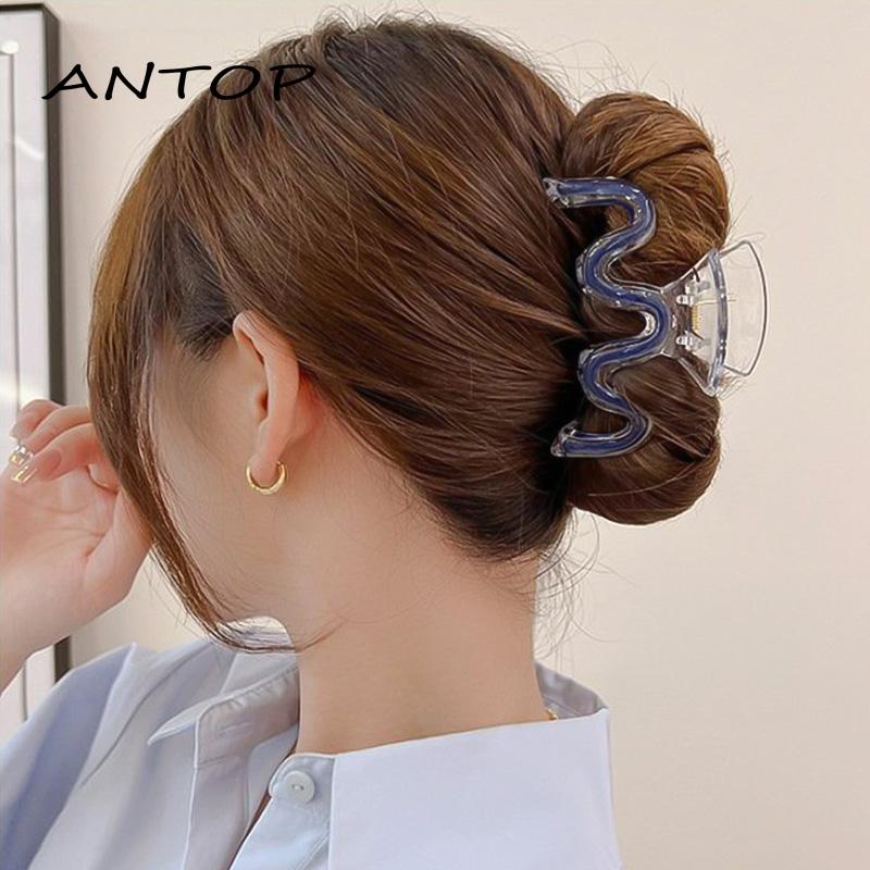 [Antop Termurah] Jepit Rambut Warna Polos Menyegarkan Musim Panas Hair Claw Clip W-shaped Drop Glaze