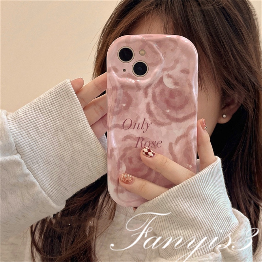 Compatible For IPhone 14 13 12 11 Pro Max X XR Xs Max 8 7 6s Plus SE 2020 Kompatibel Untuk Pink Roses Wave Phone Case TPU Silicon Lembut Cover Pelindung