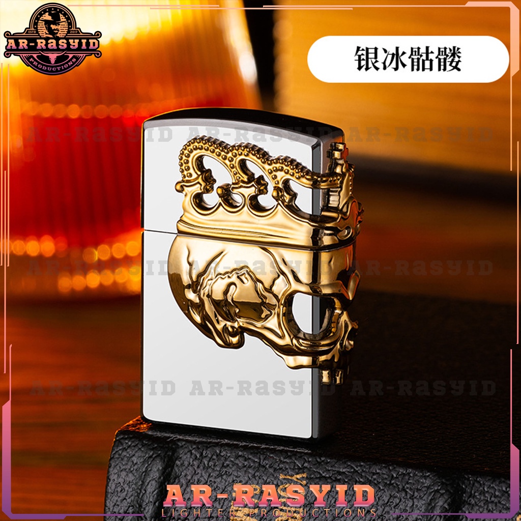 TERBARU! Korek Api Roda Api Gas Crown Skull Tengkorak Lighter XF-1913-1 BISA COD!