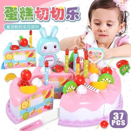

Mainan Kue Ulang Tahun Potong Kue Ulang Tahun DIY Fruit Cake 37Pcs - Merah Muda