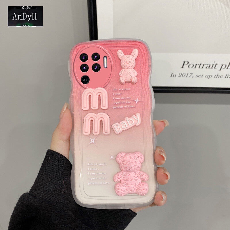 Gloden tree Phone Case Untuk OPPO A94 4G Reno 5F 5 Lite F19 Pro Phone Case 3D Alphabet Bear Pelindung Kamera Pelindung Penutup Belakang Couple Case