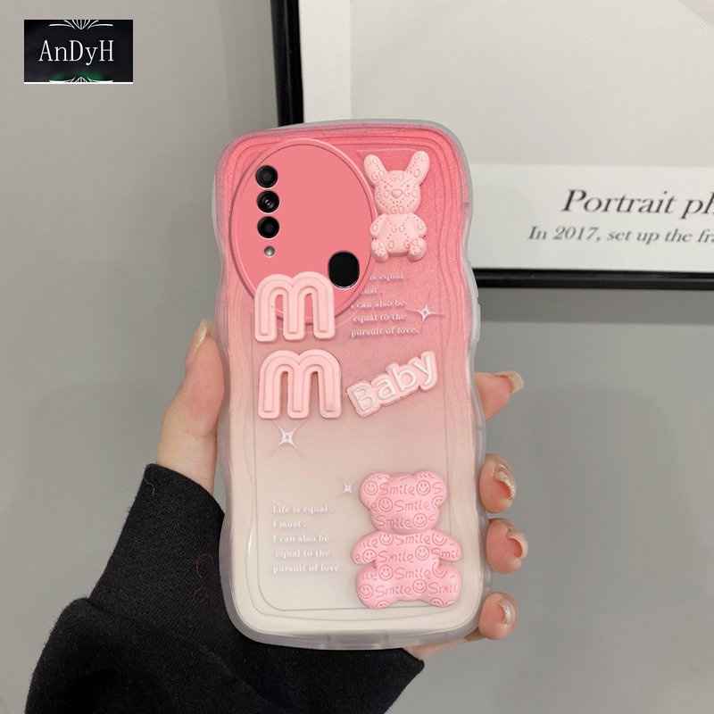 Andyh Casing Ponsel Untuk Vivo Y11 2019 Y12 Y12i Y15 Y17 U10 Phone Case 3D Alphabet Bear Pelindung Kamera Pelindung Penutup Belakang Couple Case