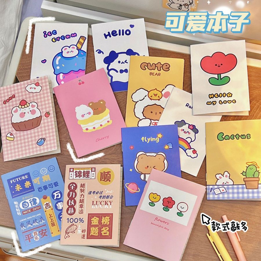 Mini Kartun Kosong Jurnal Diary Portabel Saku Notebook Kantor Perlengkapan Sekolah 8.5 * 12cm