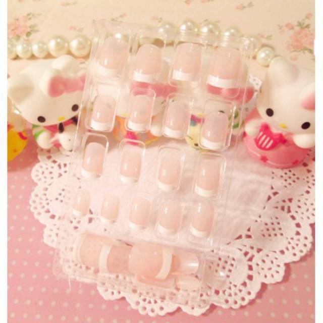 PROMO 24Pcs Kuku Palsu Wanita Gaya French