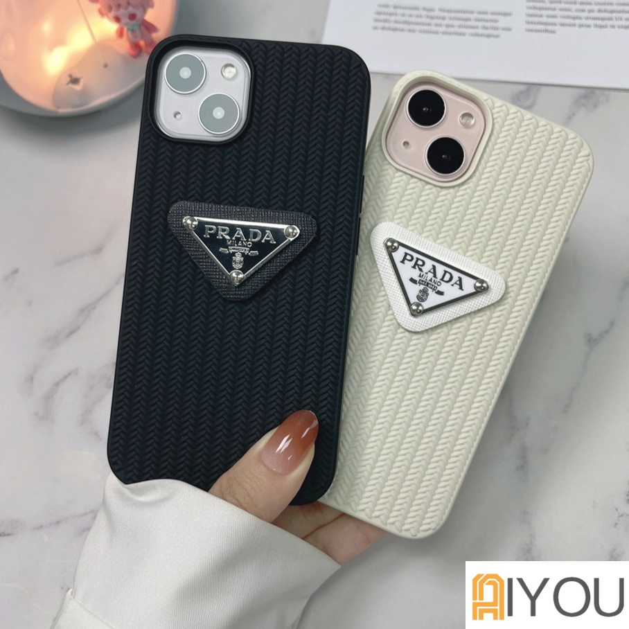 IPHONE Casing Ponsel Prada Motif Rajut Halus 3D Untuk Iphone14Plus Pro Max 13Pro 12Pro Max 11x Xr Xs Max7 8 Plus Casing Silikon Penutup Belakang