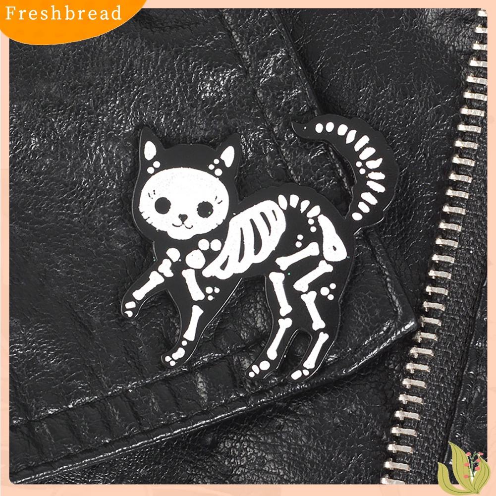 &lt; Freshbread &gt; Kreatif Unisex Kucing Kerangka Enamel Bros Pin Lencana Jaket Jeans Kerah Dekor