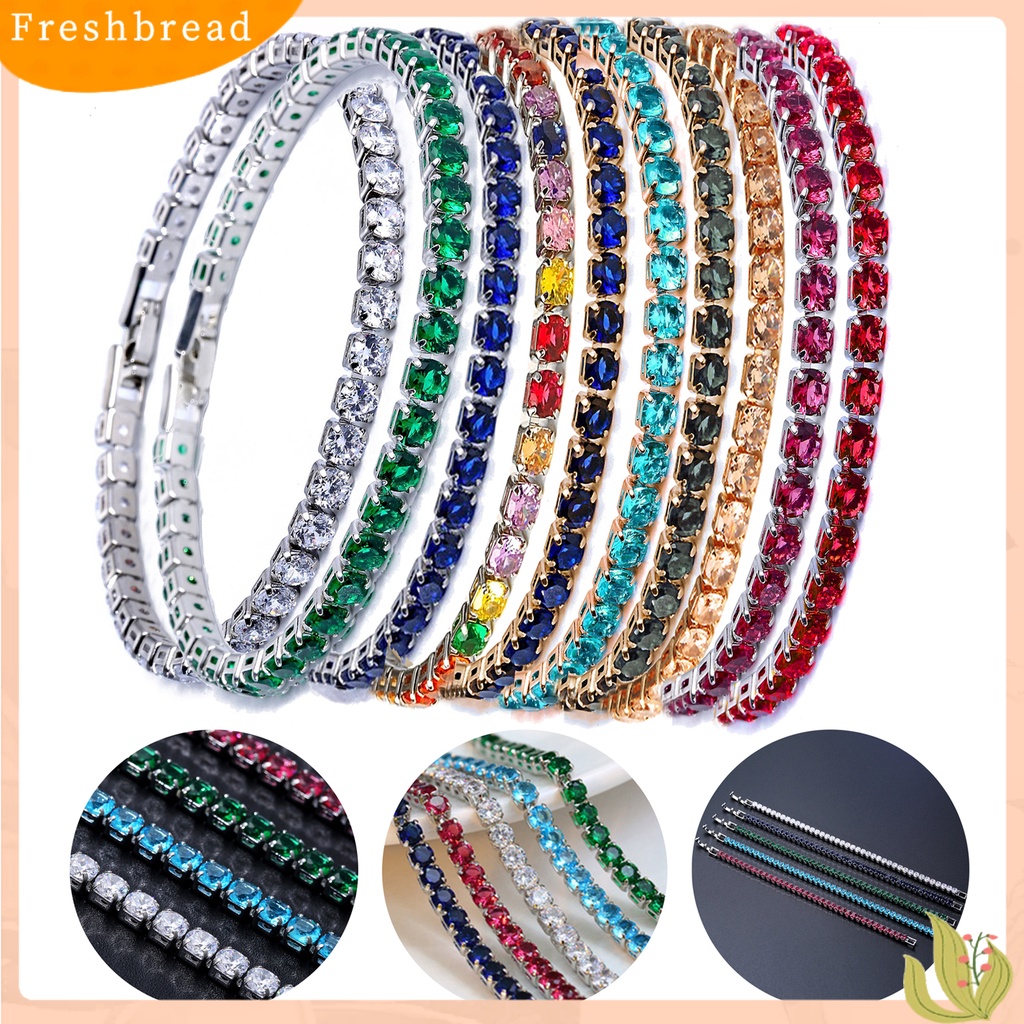 &lt; Freshbread &gt; Chic Gelang Berlian Imitasi Halus Indah Multicolor Sparkling Dress-up Ravishing Tennis Bracelet Wanita Perhiasan Pergelangan Tangan Untuk Perempuan