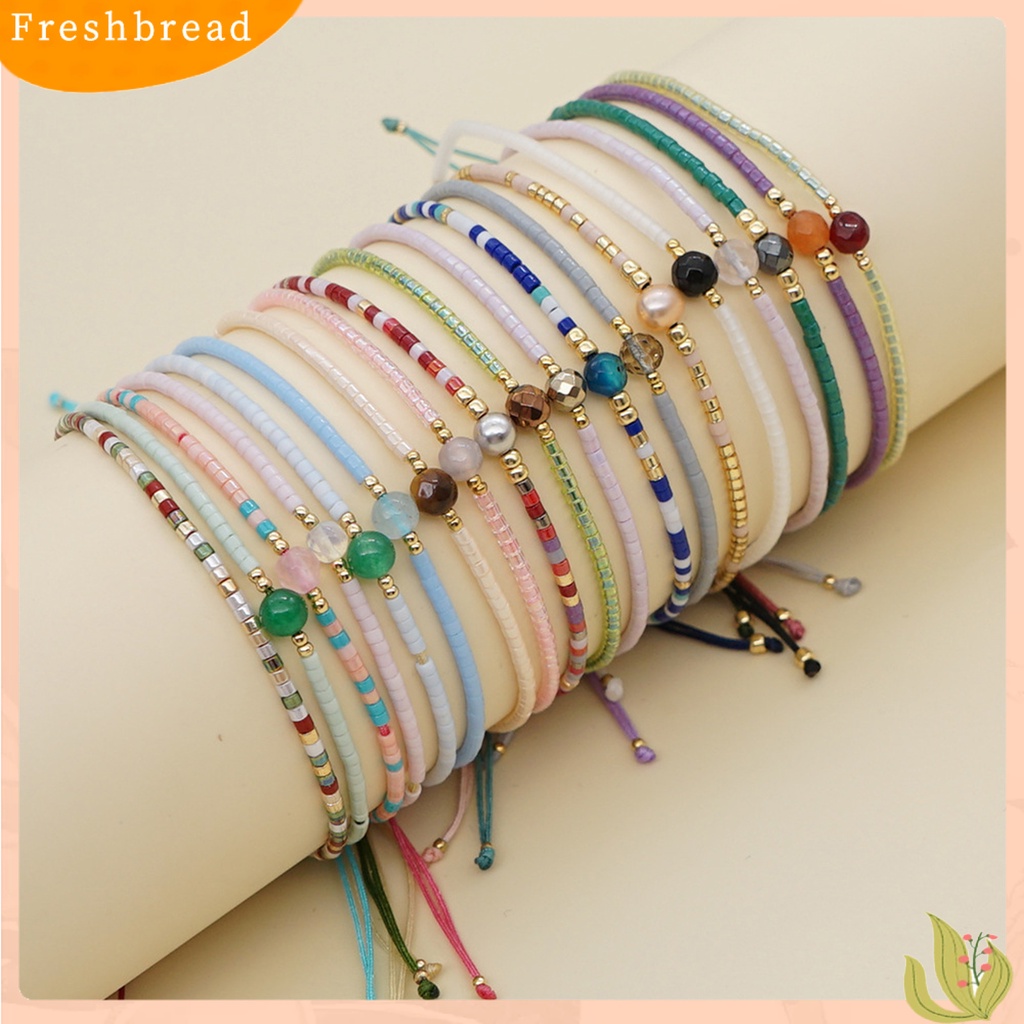 &lt; Freshbread &gt; Lady Gelang Gaya Boho Handmade Aesthetic Adjustable Faux Crystal Hias Menarik Bohemian Etnik Manik-Manik Gelang Wanita Aksesori