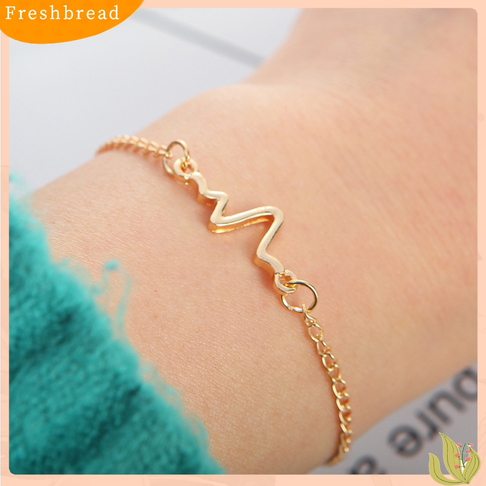 &lt; Freshbread &gt; Gelang Rantai Bangle Gelombang Suara Unik Gelang Tangan Wanita Pasangan Perhiasan Hadiah