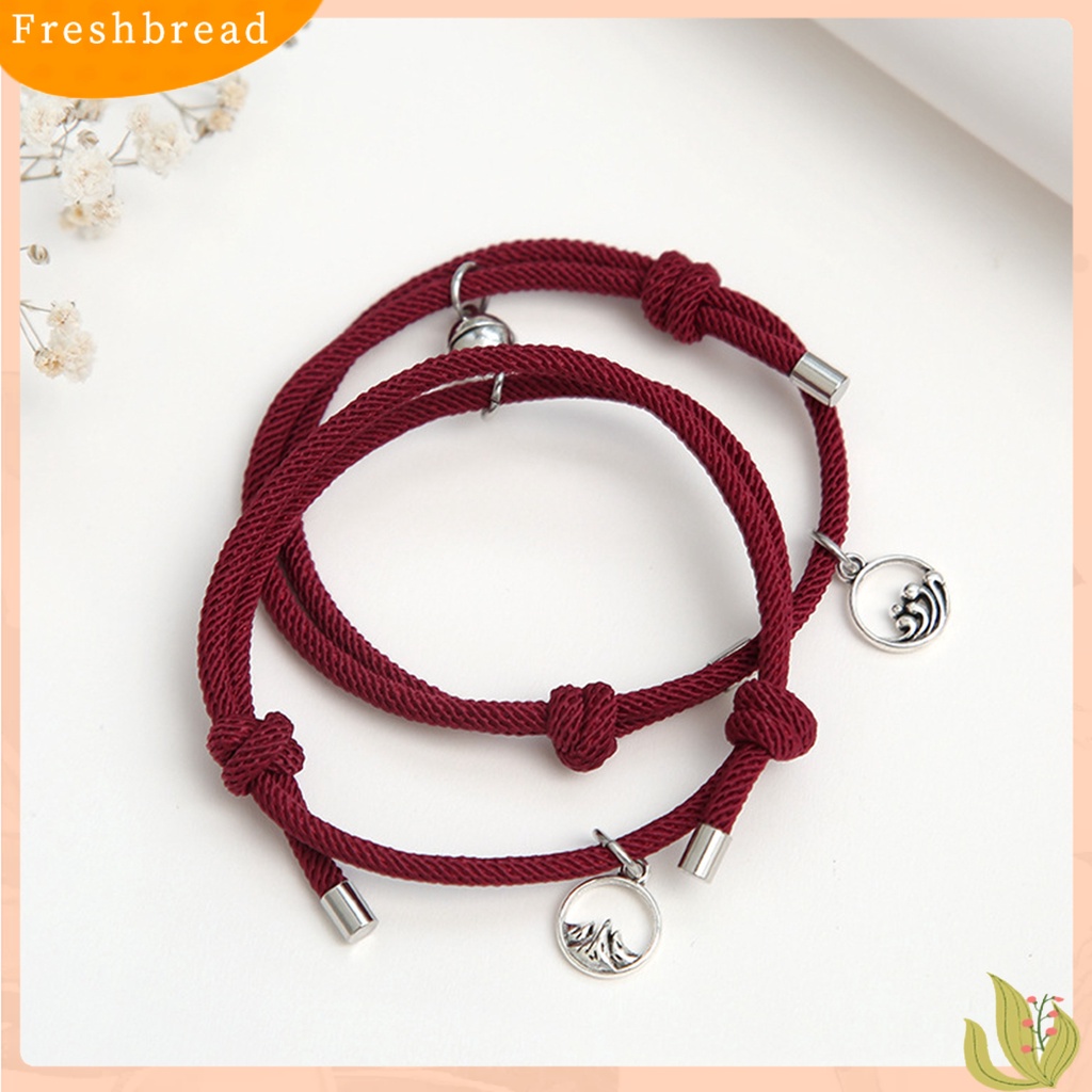 &lt; Freshbread &gt; 2Pcs ic Gelang Adjustable Pasangan Hadiah Paduan Pasangan Tali Braided Bracelet Untuk Pasangan