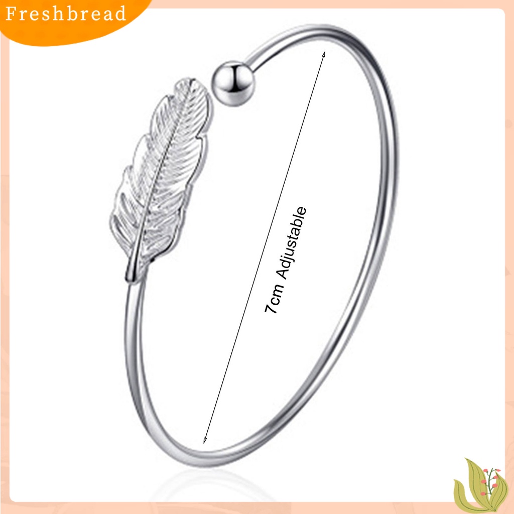 &lt; Freshbread &gt; Gelang Manset Bulat Warna Silver Copper Angel Feather Adjustable Simple Bangle Untuk Valentine Day