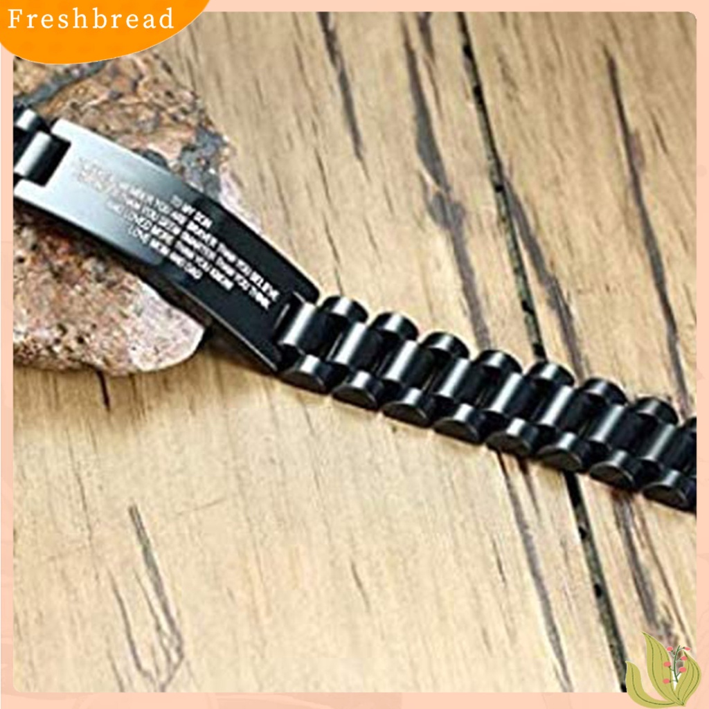 &lt; Freshbread &gt; Pria Huruf Ukiran Fashion Gelang Cowok Baja Titanium Bangle Perhiasan Hadiah