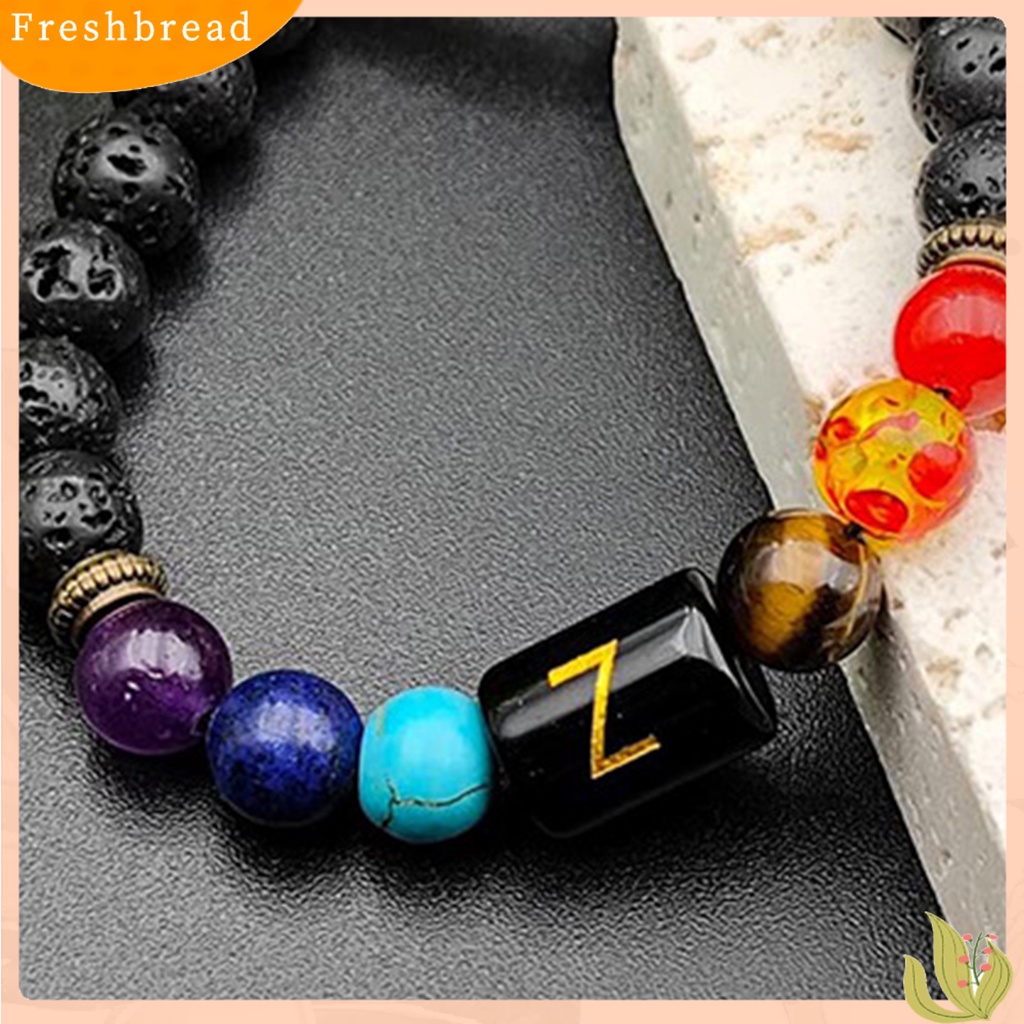 &lt; Freshbread &gt; Unisex Gelang A-Z Huruf Frosted Manik-Manik Batu Imitasi Adjustable Gelang Penghilang Stres Fashion Perhiasan