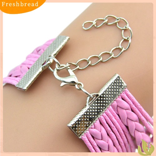 &lt; Freshbread &gt; Wanita Eiffel Tower Cuff Multilayer Kulit Imitasi Gelang Persahabatan Bangle Rantai