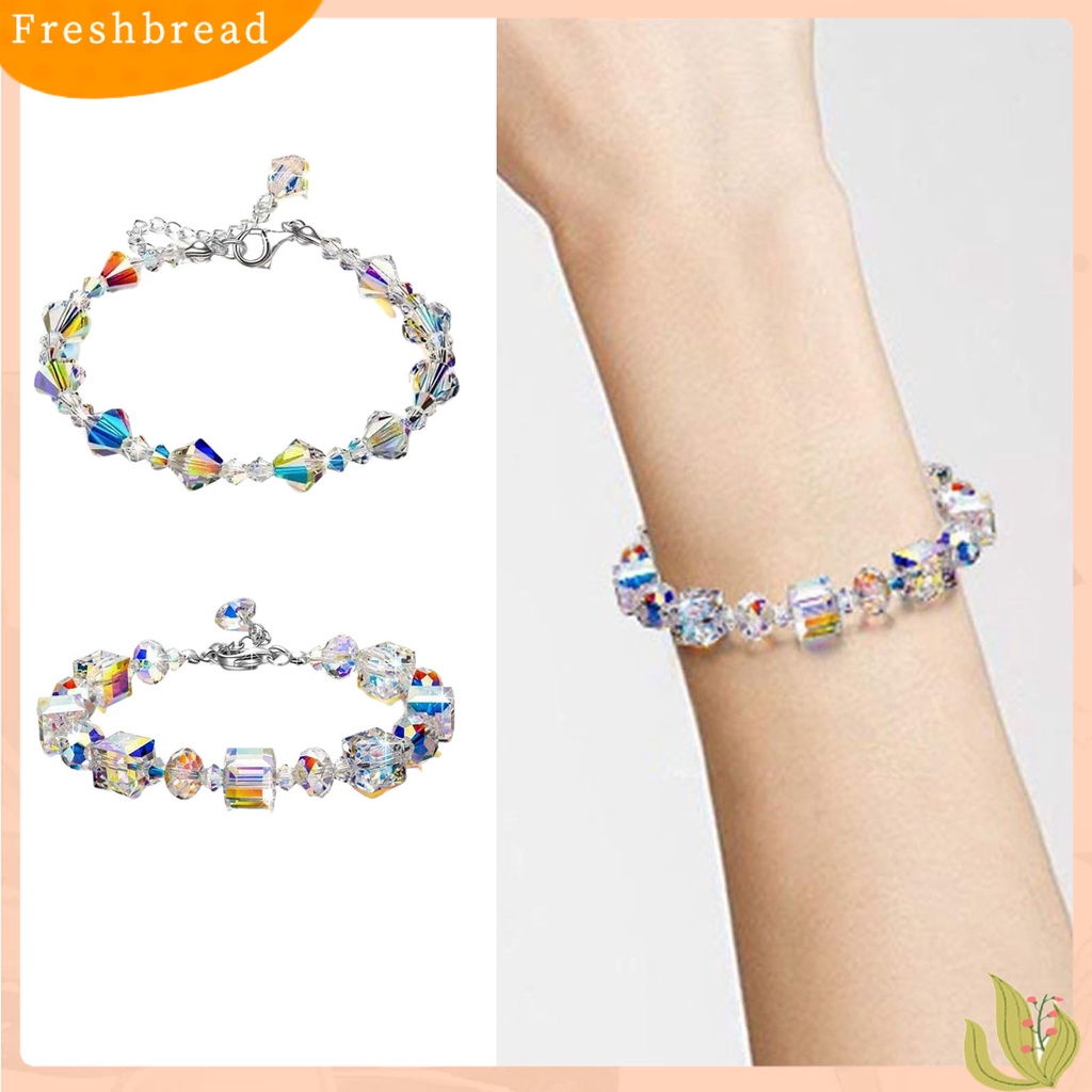 &lt; Freshbread &gt; Adjustable Extension Chain Mom Bracelet Buckle Closure Cubic Clear Gelang Kristal Imitasi Menawan Hadiah