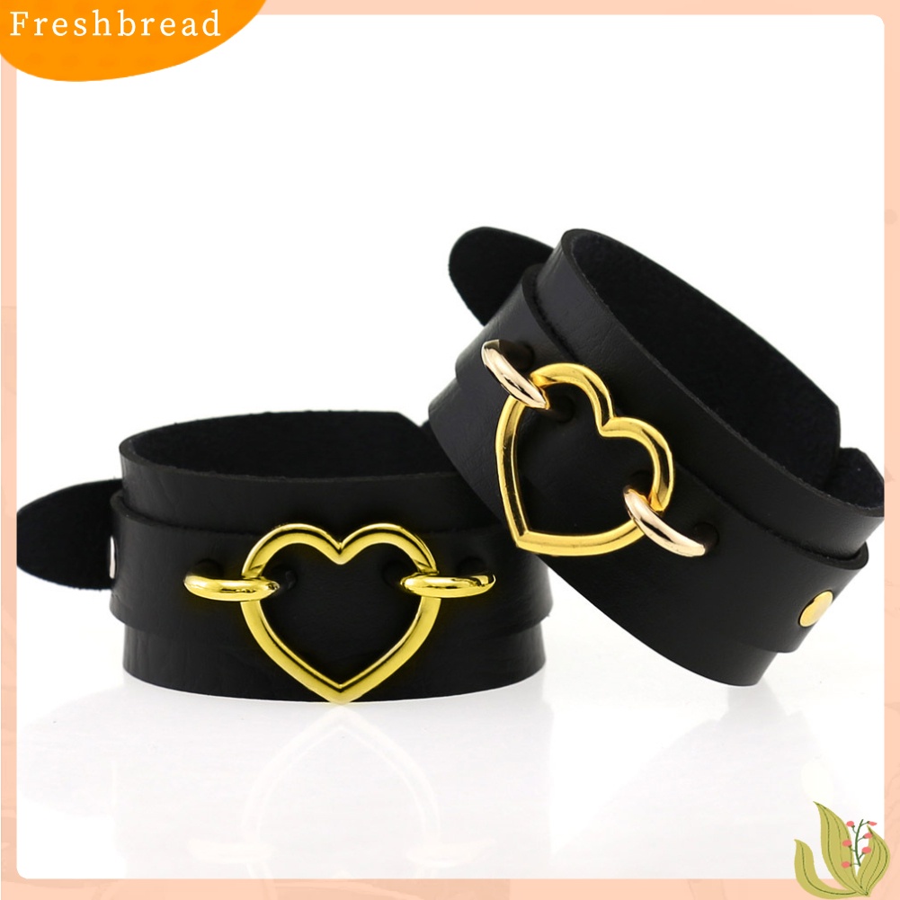 &lt; Freshbread &gt; Punk Wanita Jantung Cincin Double Layer Kulit Imitasi Gelang Bangle Perhiasan Hadiah