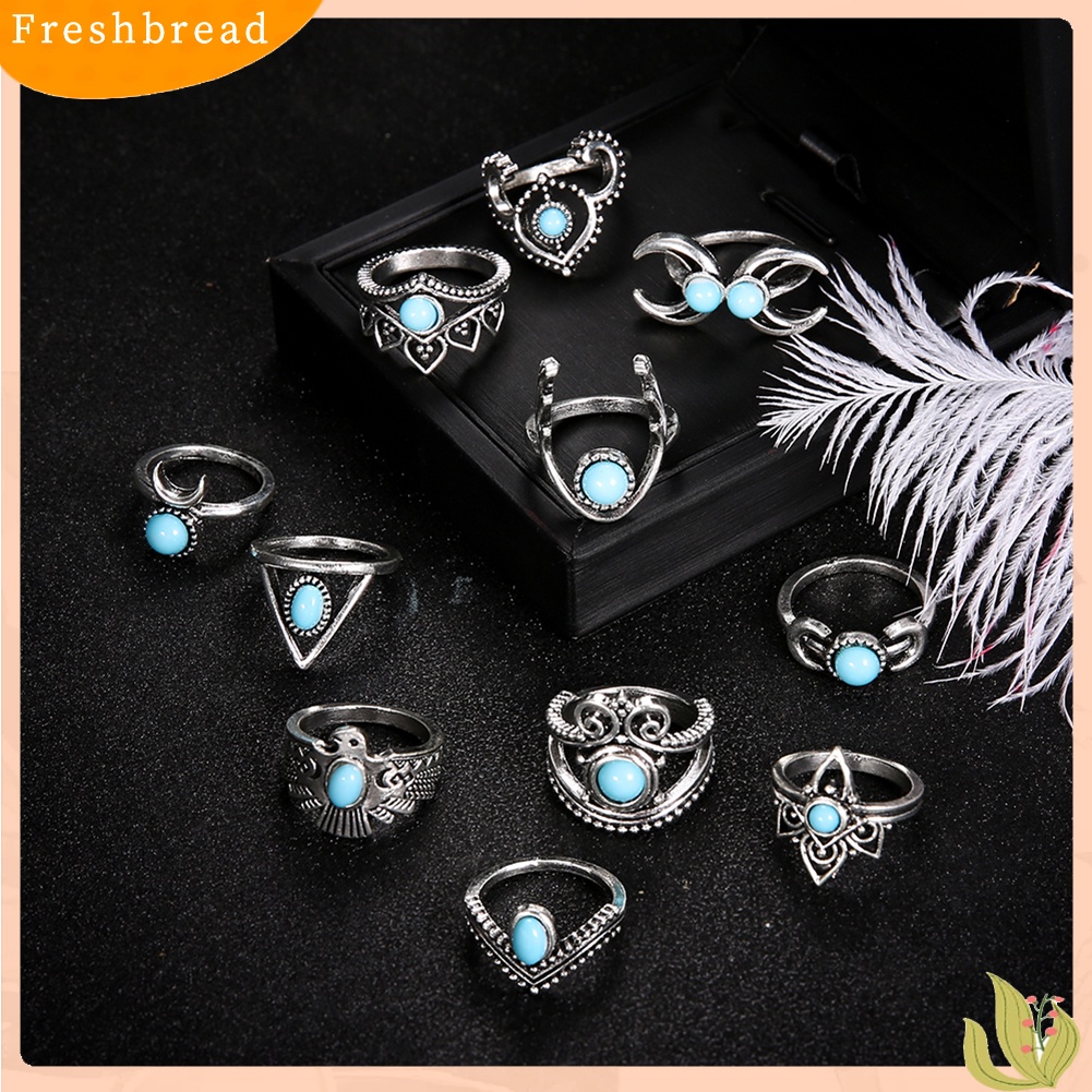 &lt; Freshbread &gt; 11Pcs/Set Vintage Wanita Perhiasan Hadiah Bohemia Palsu Turquoise Knuckle Joint Rings