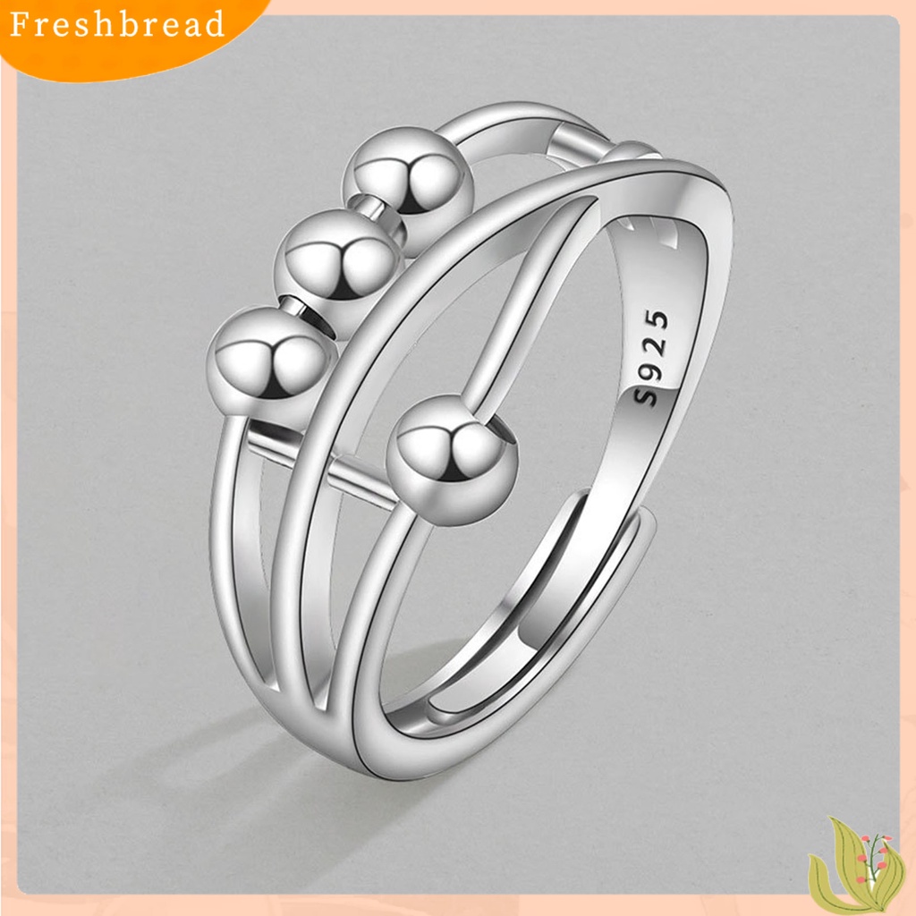 &lt; Freshbread &gt; Opening Adjustable Copper Anxiety Ring Stress Relief Geometris Manik-Manik Wanita Cincin Perhiasan Aksesori