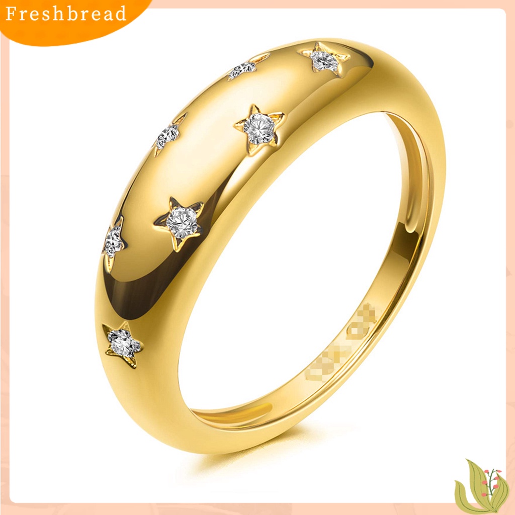 &lt; Freshbread &gt; Cincin Bintang Bahan Alloy Halus Cincin Pentagram Warna Emas Untuk Liburan