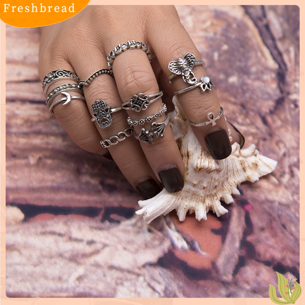 &lt; Freshbread &gt; Cincin Vintage Hollow Alloy Aksesoris Perhiasan Indah Untuk Wanita