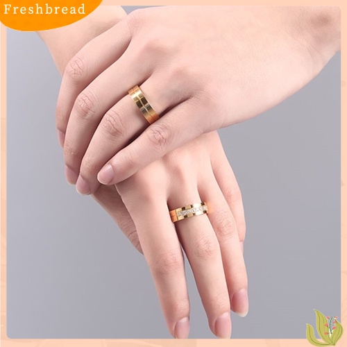 &lt; Freshbread &gt; 1Pc Fashion Titanium Steel Lover Ring Cincin Pasangan Berlapis Emas Untuk Pria Wanita