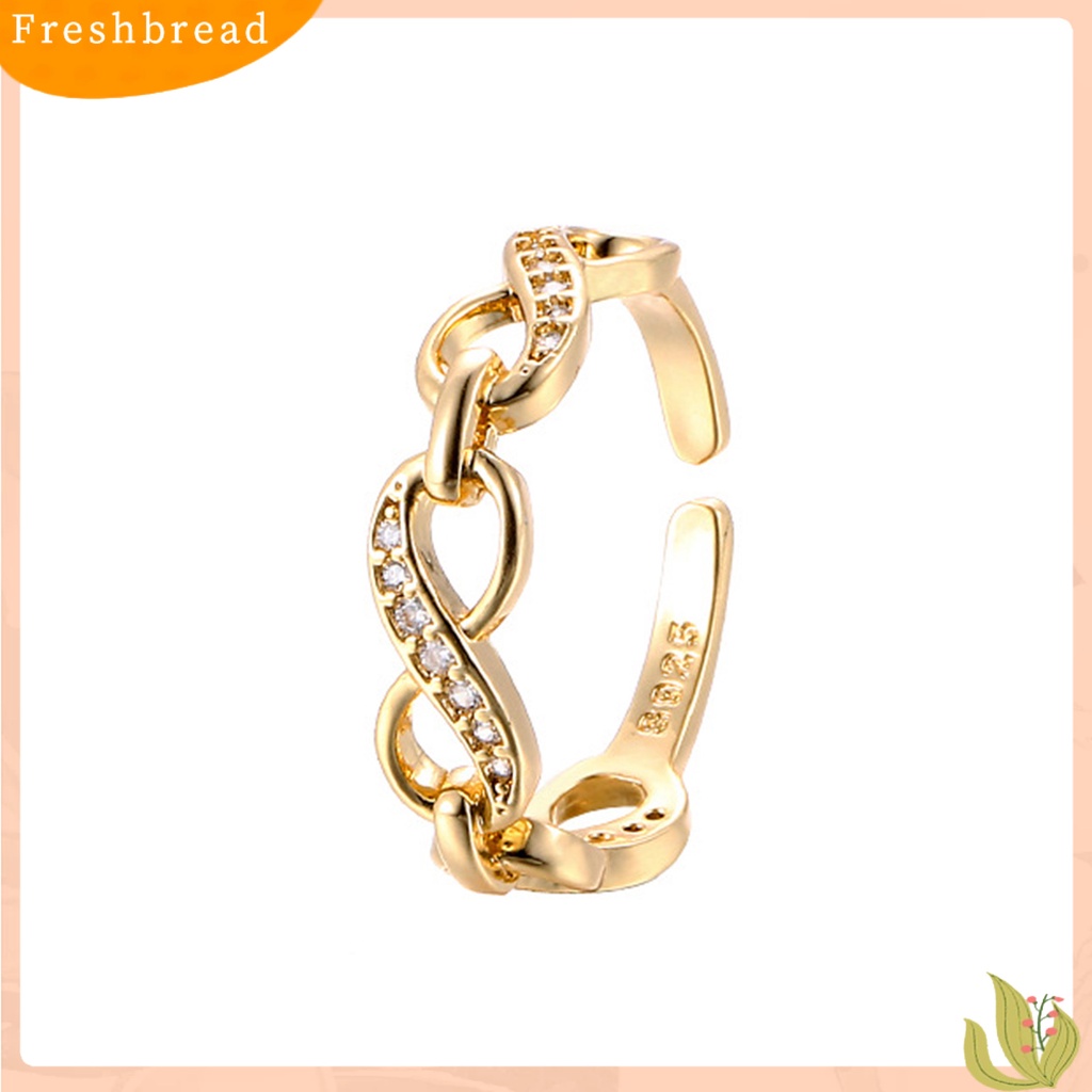 &lt; Freshbread &gt; Wanita Cincin Berongga-out Berlian Imitasi Mengkilap Hias Berkilau Pembukaan Yang Dapat Disesuaikan Hadiah Dekoratif Nomor8 Infinity Cinta Jari Cincin Perhiasan Fashion Untuk Hari Kasih Sayang