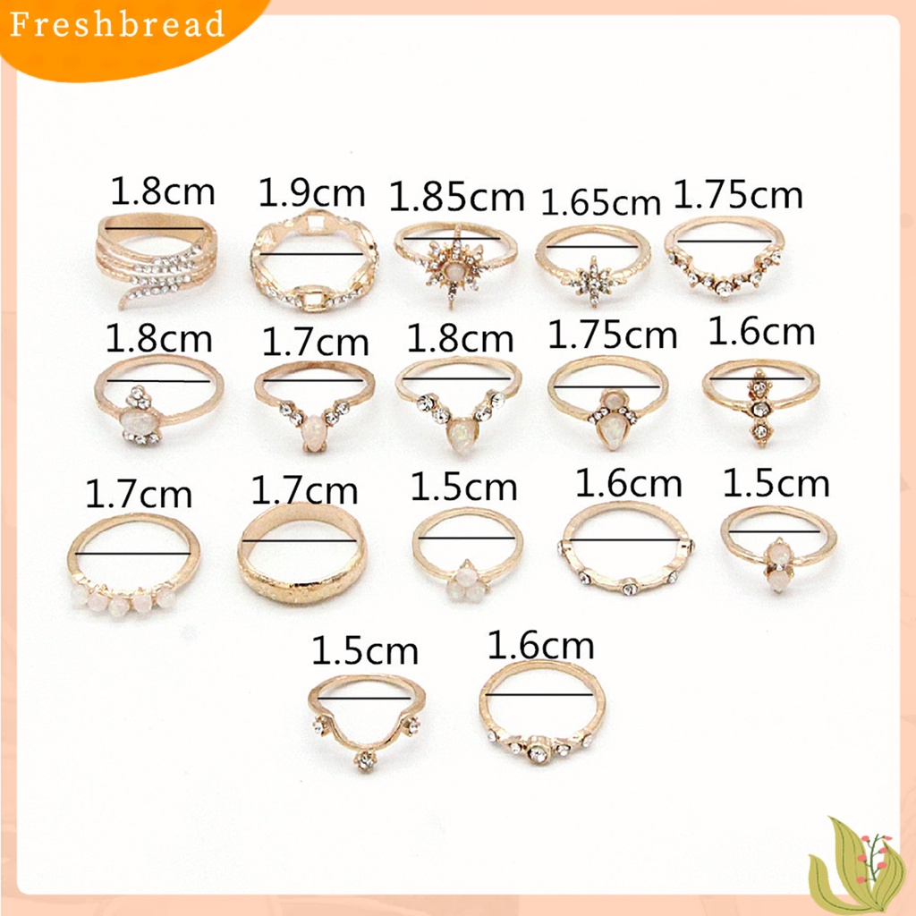 &lt; Freshbread &gt; 17Pcs/set Bohemian Sederhana Dapat Ditumpuk Berlian Imitasi Midi Cincin Buku Jari Cincin Perhiasan Aksesori