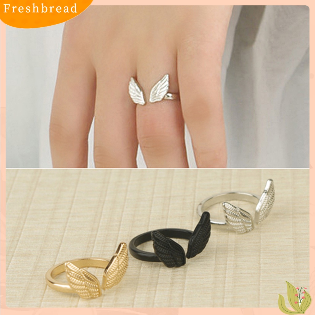 &lt; Freshbread &gt; Cincin Jari Terbuka Kilau Yang Baik Pembukaan Cincin Jari Bentuk Sayap Malaikat Cincin Jari Yang Indah Untuk Hadiah