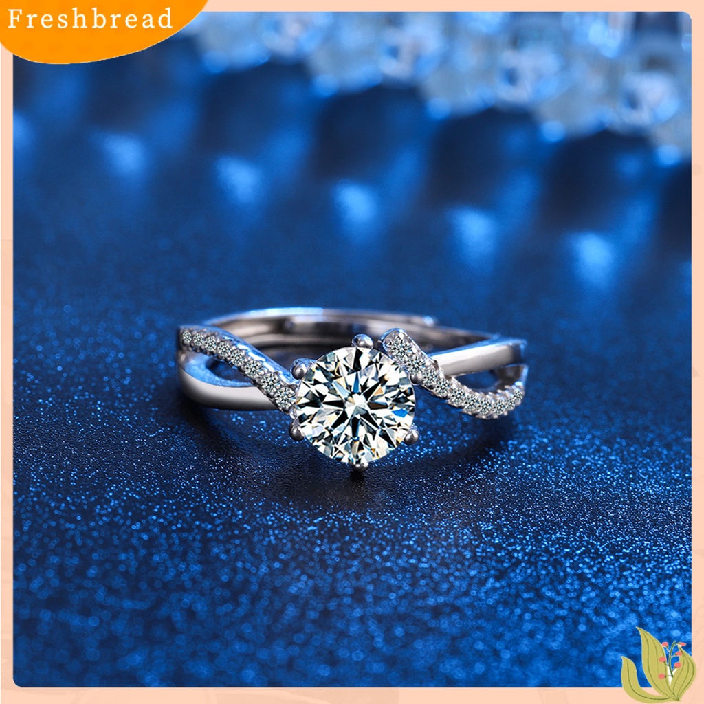 &lt; Freshbread &gt; Wanita Cincin Pembukaan Minimalis Berlian Imitasi Tertanam Wanita Pertunangan Cincin Fashion Perhiasan