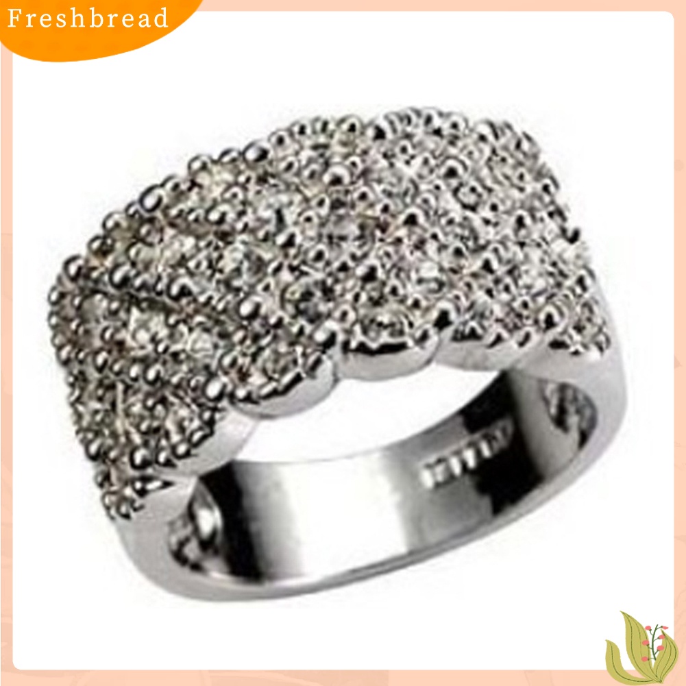 &lt; Freshbread &gt; Wanita Mewah Berlian Imitasi Bertatahkan Jari Cincin Pernikahan Pertunangan Perhiasan Hadiah