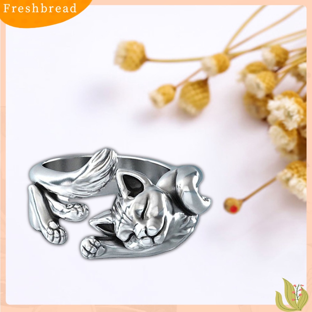 &lt; Freshbread &gt; Cute Adjustable Open Cat Kitten Totem Cincin Aksesori Perhiasan Pernikahan