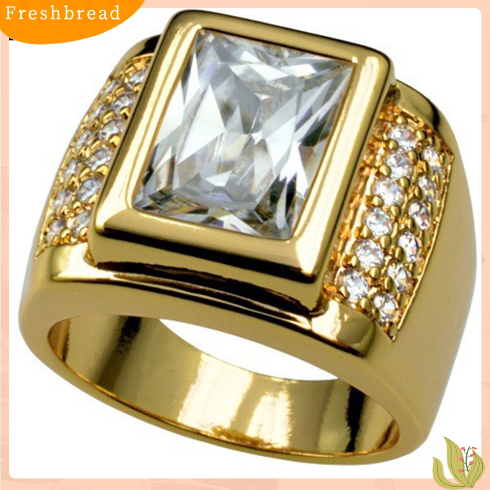 &lt; Freshbread &gt; Fashion Unisex Berlian Imitasi Jari Cincin Pasangan Pertunangan Band Pecinta Perhiasan