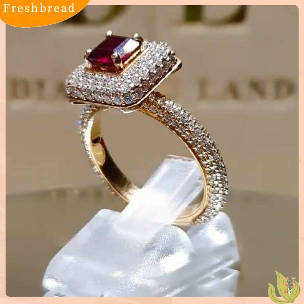 &lt; Freshbread &gt; Cincin Penuh Berlian Imitasi Bertatahkan Indah Jari Band Perempuan Fashion Perhiasan Hadiah Untuk Pernikahan