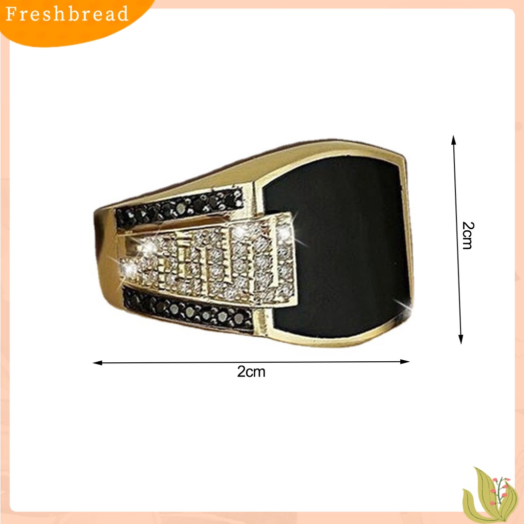 &lt; Freshbread &gt; Cincin Alloy Berlian Hitam Perhiasan Hadiah Alloy Natural Gemstone Wedding Ring Untuk Pesta