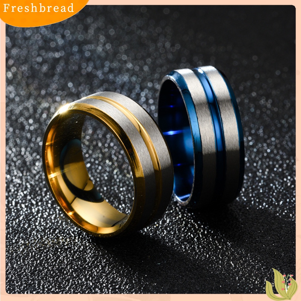 &lt; Freshbread &gt; Fashion Pria Wanita Two Tone Band Finger Cincin Pernikahan Pertunangan Perhiasan Hadiah