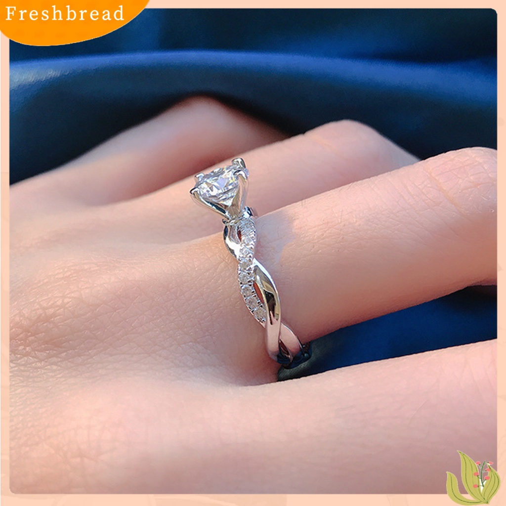 &lt; Freshbread &gt; Cincin Kawin Memutar Berkilau High-end Besar Berlian Imitasi Buku Jari Circlet Perhiasan Perempuan