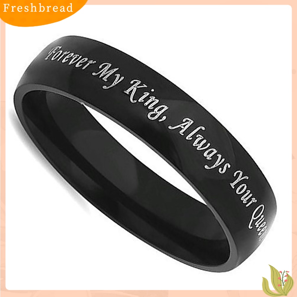 &lt; Freshbread &gt; Cincin Couple Desain Huruf Perhiasan Hadiah Titanium Steel Always Your Queen Promise Rings Untuk Pesta