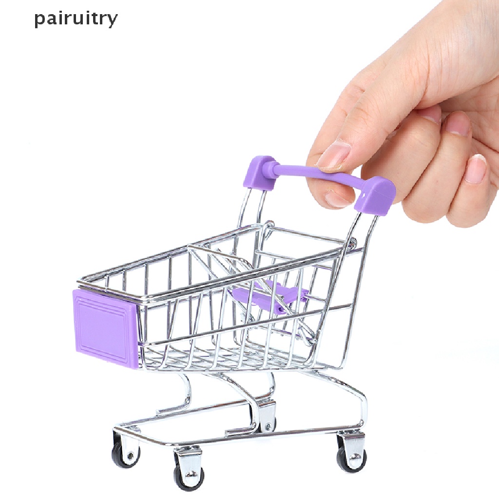 Prt 1pcs Keranjang Belanja Mini Supermarket Handcart Keranjang Belanja Penyimpanan Mainan PRT