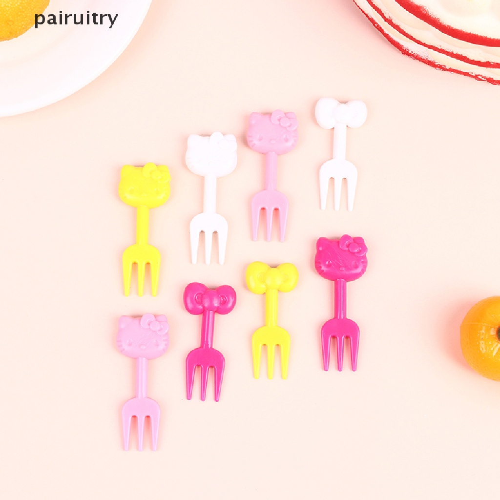 Prt 10Pcs Mini Kawaii Animal Kartun Garpu Buah Anak Snack Kue Dessert Makanan Fruit Pick Tusuk Gigi Tanda Bento Bekal PRT