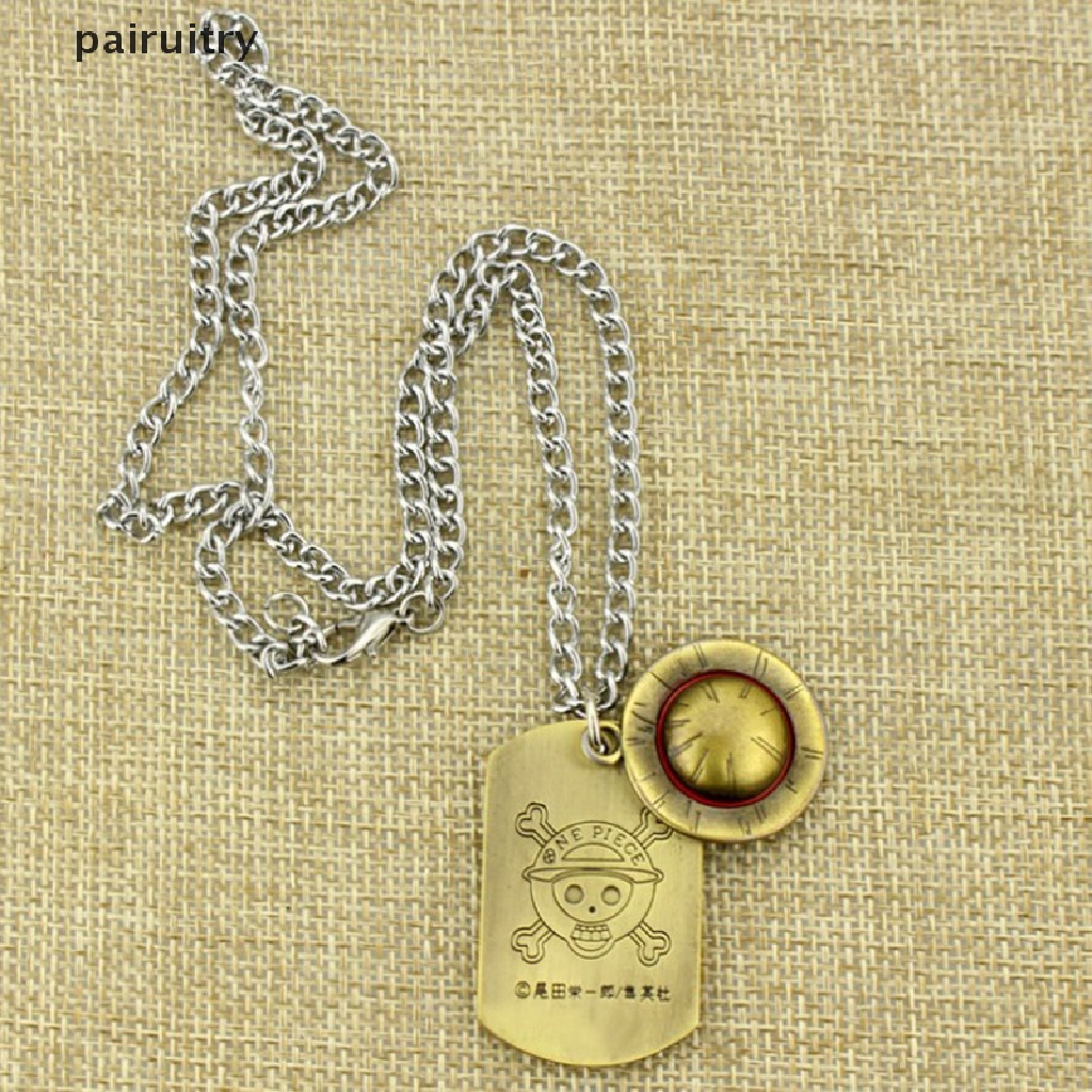 Prt 1pc Kalung Anime One Piece Luffy Topi Jerami Dan Tengkorak Logo Dog Tag Liontin PRT