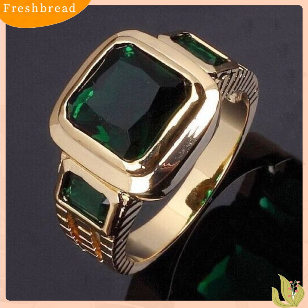 &lt; Freshbread &gt; Cincin Bentuk Persegi 4warna Cincin Pria Bisnis Bahan Stainless Steel Untuk Kehidupan Sehari-Hari