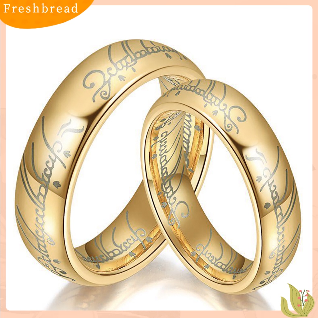 &lt; Freshbread &gt; Cincin Kawin Motif Huruf Hias Titanium Steel Pria Dan Wanita Band Finger Ring Untuk Pesta