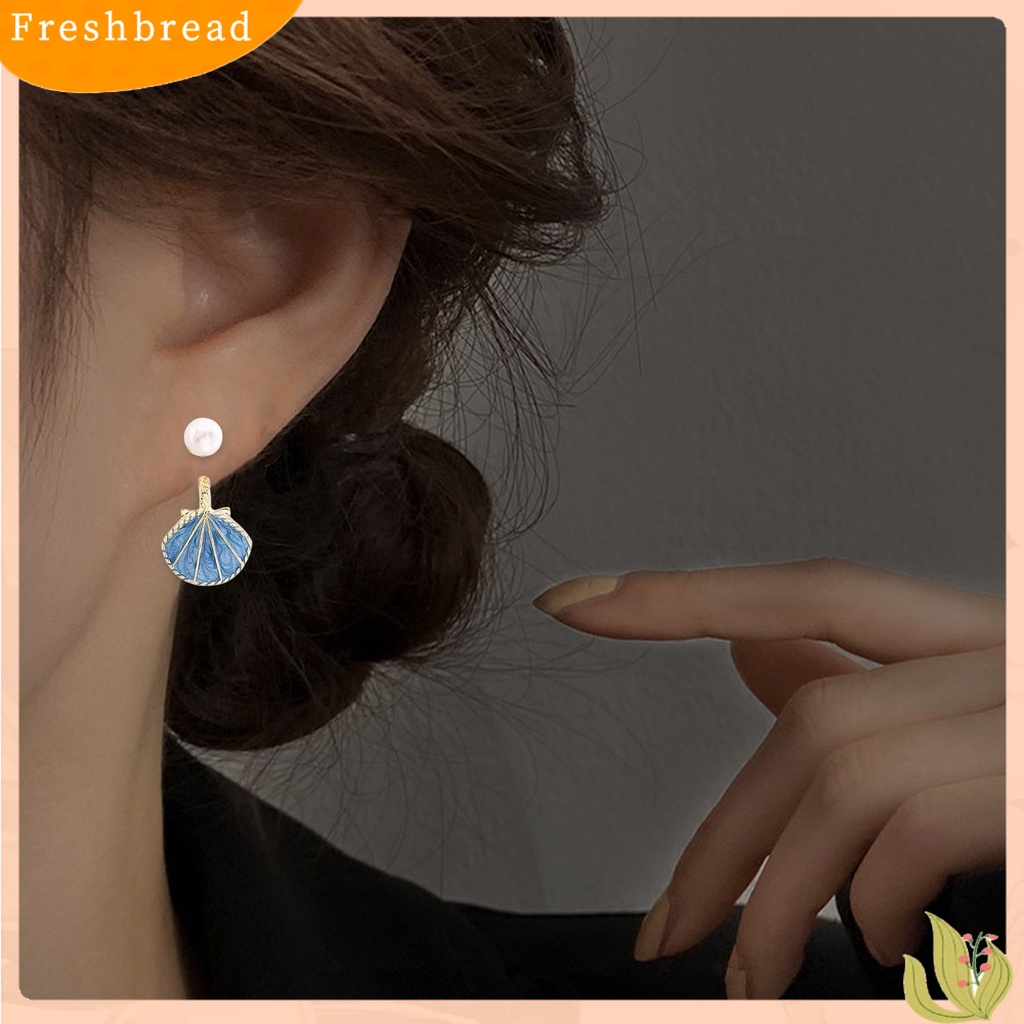 &lt; Freshbread &gt; 1pasang Anting Wanita Minimalis Desain Unik Ringan Mewah Elegan Temperamen Pakaian Sehari-Hari Paduan Mutiara Imitasi Kerang Menjuntai Anting-Anting Aksesoris Pesta