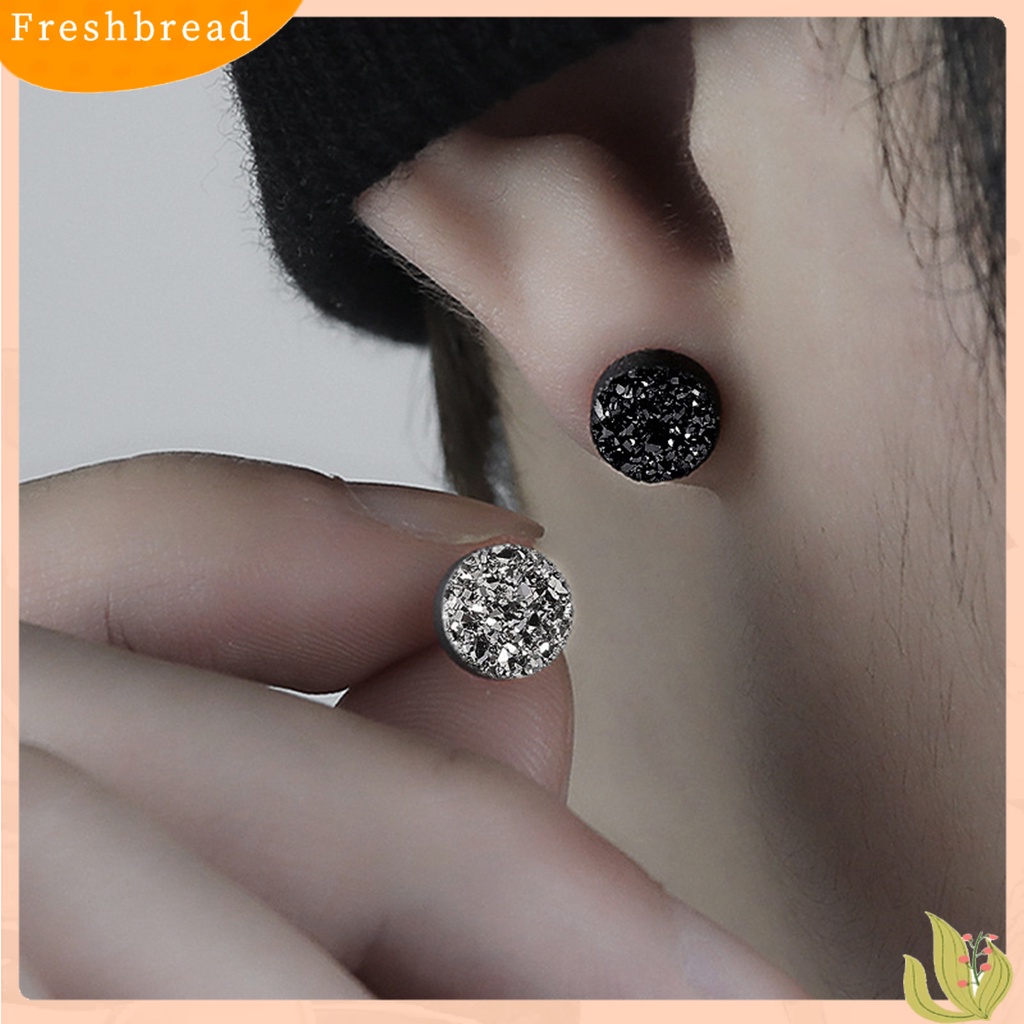 < Freshbread > 1pasang 8mm Ear Studs Bulat Mini Minimalis Perhiasan Fashion Mempesona Anting Pria Wanita Kristal Imitasi Untuk Outdoor