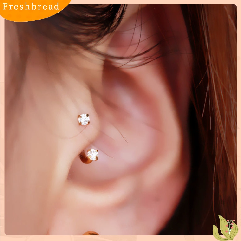 &lt; Freshbread &gt; 1Pc Unisex U Bentuk Berlian Imitasi Sekrup Baja Titanium Telinga Stud Perhiasan Tulang Rawan