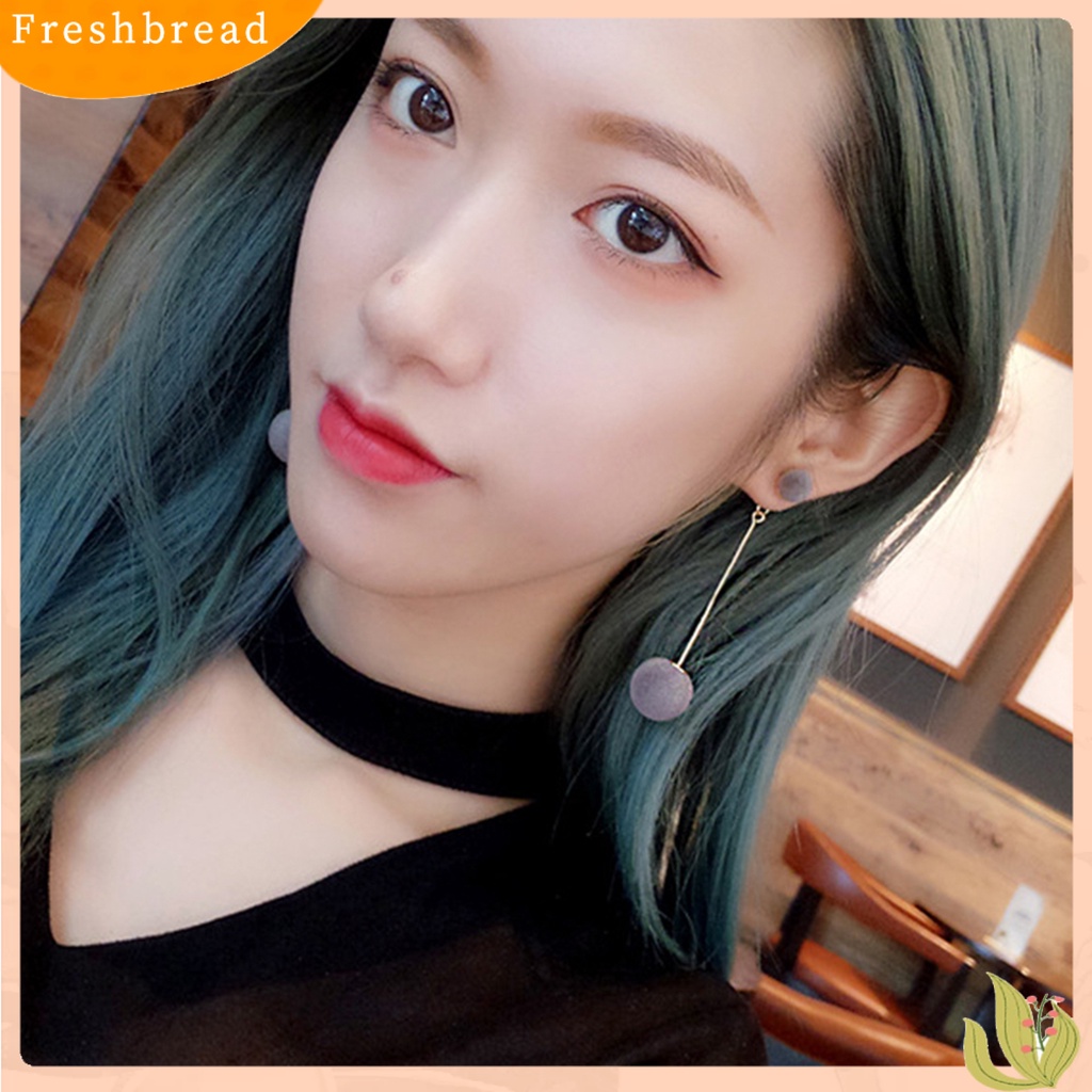 &lt; Freshbread &gt; Rantai Elegan Bola Bulu Panjang Menjuntai Anting Wanita Eardrop Earrings Perhiasan Hadiah