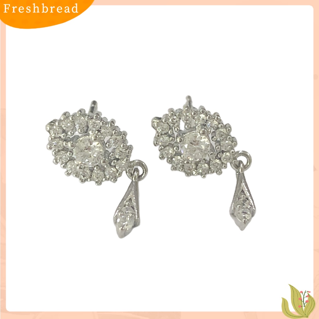 &lt; Freshbread &gt; 1pasang Oval Zirconia Kubik Wanita Anting Hadiah Rumbai Chic Telinga Studs Klasik Perhiasan