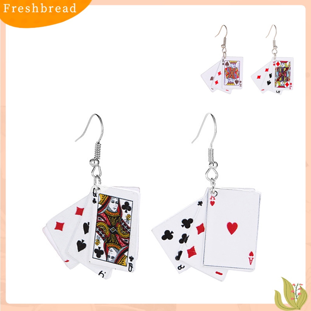 &lt; Freshbread &gt; 1pasang Anting Menjuntai Bermain Kartu Bentuk All Match Wanita All Match Ringan Lucu Anting Kait Untuk Pakaian Sehari-Hari