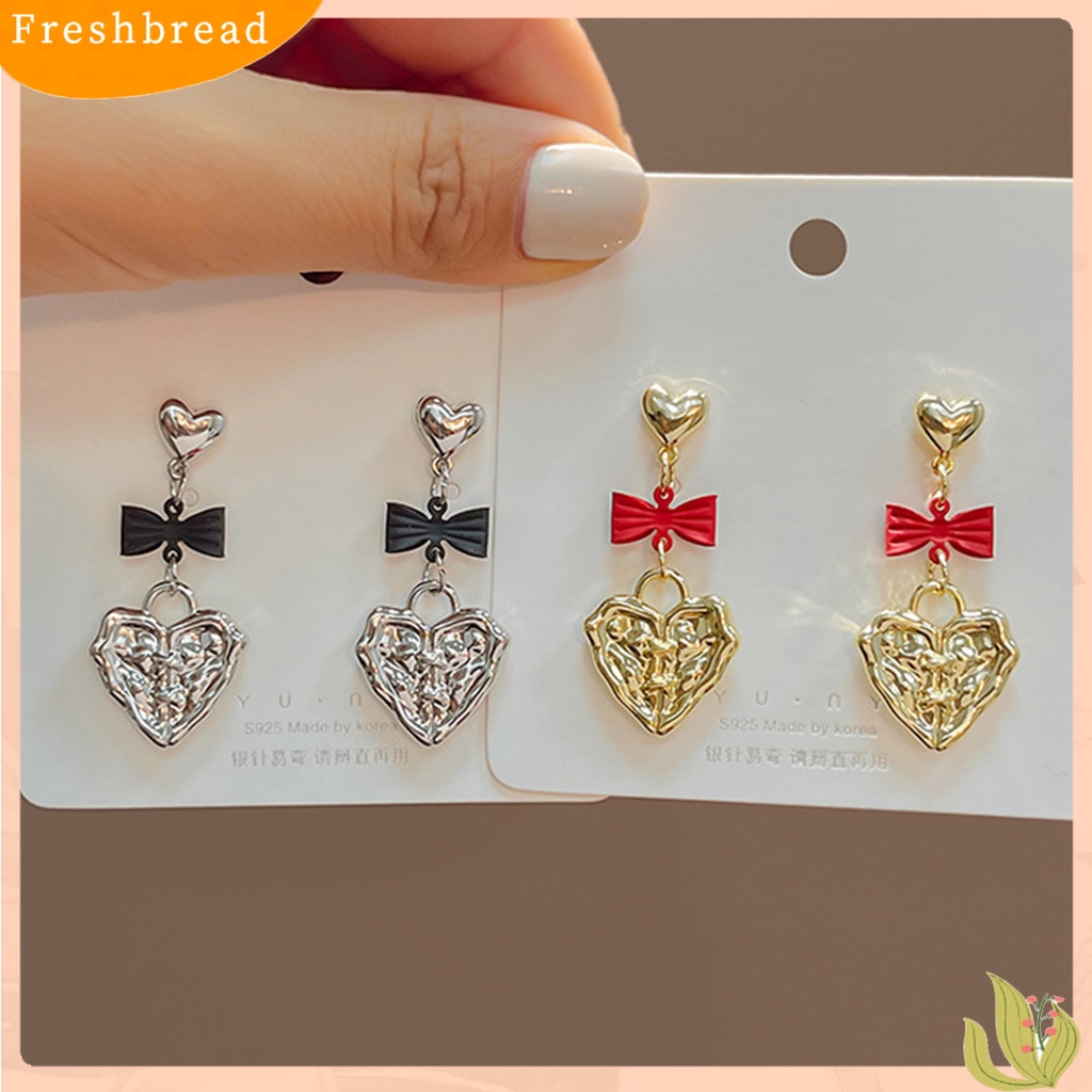 &lt; Freshbread &gt; 1pasang Drop Earrings Kepribadian Ikatan Simpul Gaya Korea Retro Embossment Cinta Hati Stud Earrings Perhiasan Aksesori